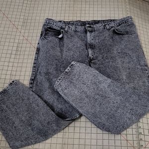 Vtg Brittania Jeans 44x30 Black Gray Acid Wash Baggy Tapered 90s USA Levi's Lee